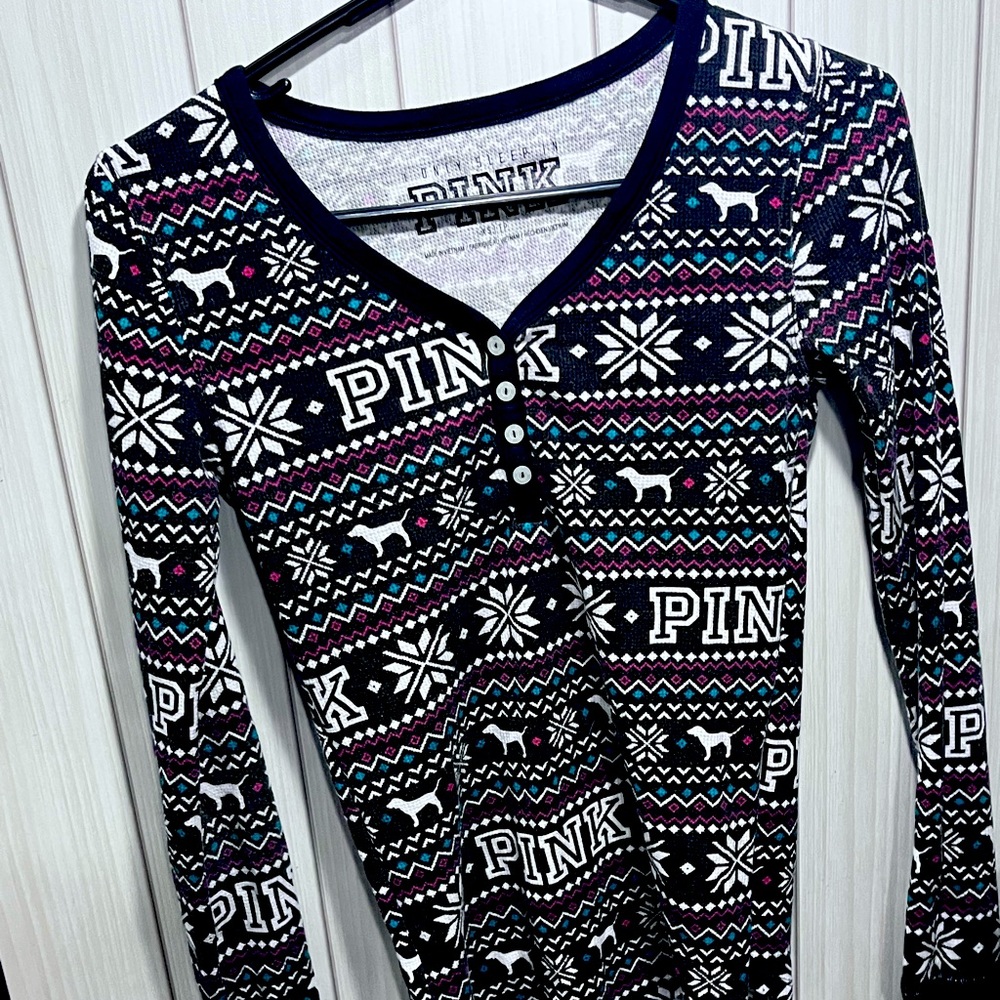 Victoria secrets Pink Christmas PJ top! XS